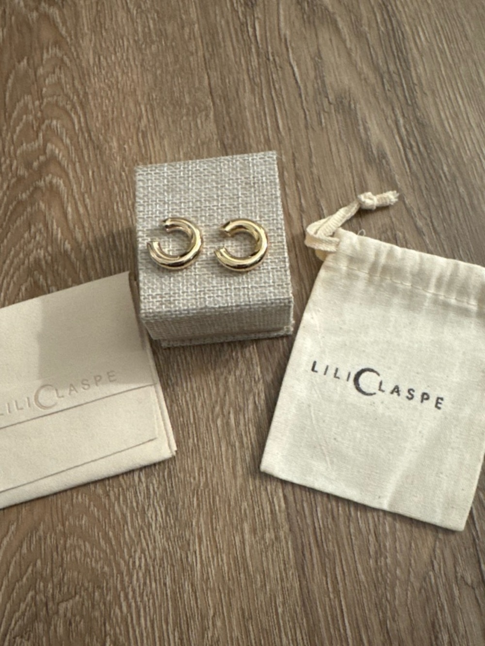 Lili Claspe Gold Thick Hoop Cuff Earrings set of 2